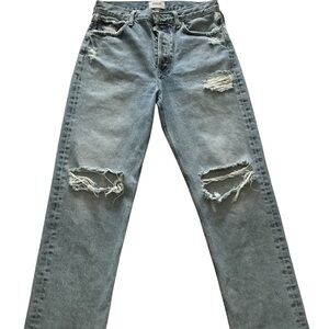 AGOLDE Distressed Straight Leg Jeans Size 28 Light Wash High Rise